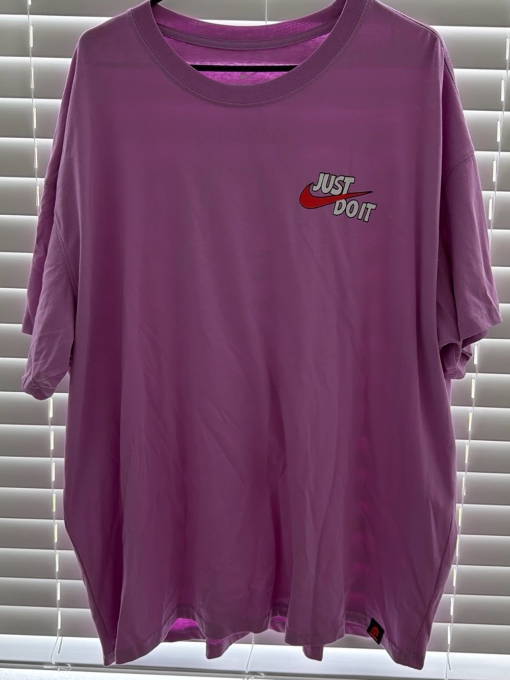 Nike Purple Short-Sleeve Tee with Red 'Just Do It' Swoosh